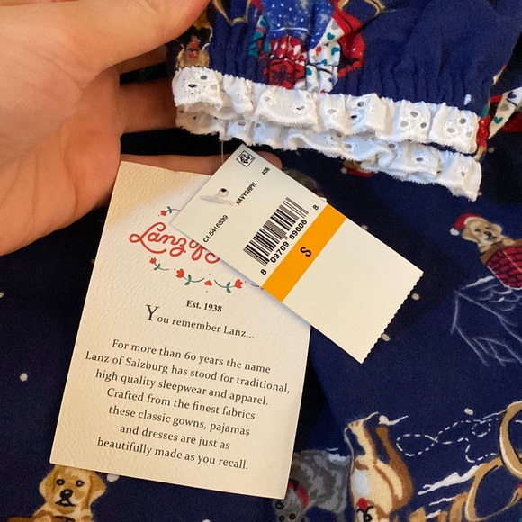 NWT Lanz of Salzburg lace long flannel cotton nightgown christmas holiday print - Picture 15 of 17